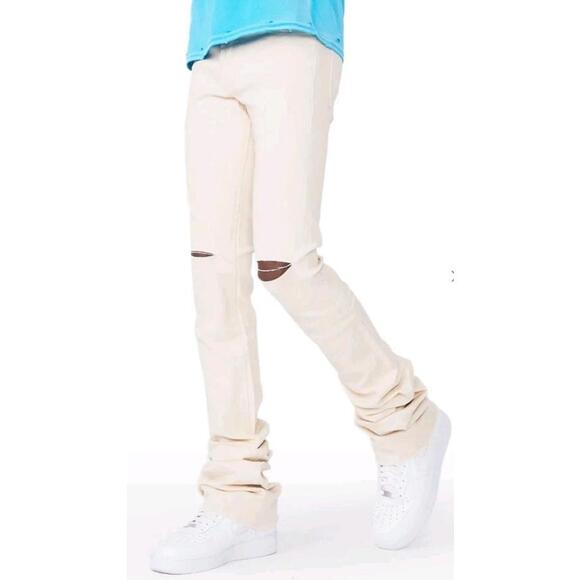 Rockstar Original Men's faith beige super stacked flare jean Size 34 - Picture 1 of 7